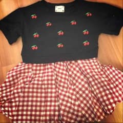 さくらんぼショート丈Tシャツ ギンガムチェックスカートのサムネイル