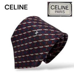 ※Teddy様꧁新品未使用꧂ セリーヌ ネクタイ 無地 ソリッド マカダム柄 セリーヌ ネクタイ マカダム 馬具 ストライプ柄 シルク スペイン製