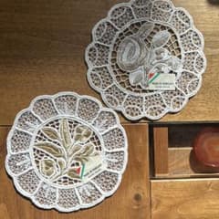 ハンガリー製 手作り 花柄 レースコースターのサムネイル