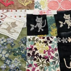 pjc.音の絵.ミナペルホネン.刺繍ハギレ.ハンドメイド.はぎれ