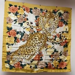 Salvatore Ferragamo Large Silk Scarf, Leopard Print, Roses