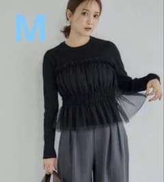mysa closet ニットプルオーバー　チュール　Mサイズ　ブラックのサムネイル