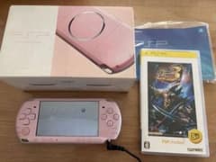 PSP 3000 Blossom Pink, working condition, in box, runs Monster Hunter Portable 3rd, 8GB memory.