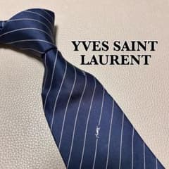 サンローラン ネクタイ ストライプ ネイビー YSL ビジネス スーツ