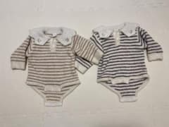 バースデイ cottoli ベビー ボーダー柄ロンパース 2枚セットのサムネイル