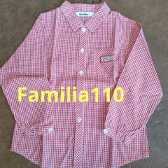 familiar 長袖シャツ 110cm 赤チェック