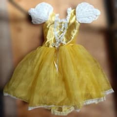 キッズ ドレス イエロー レース パフスリーブ　ハロウィン　ベル風　美女と野獣のサムネイル