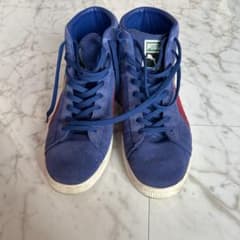 PUMA SUEDE ミッドカット スニーカー ブルー レッドのサムネイル