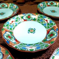 未使用品 有田焼 古伊万里 仁祥窯 金彩 鍋島地紋 菊紋 小皿 5枚セット