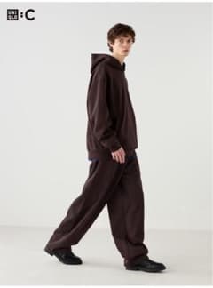 UNIQLO スウェットワイドパンツ　ダークブラウン　sサイズのサムネイル