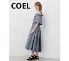 新品　COEL ロゴ刺繍 オフショルワンピース 36 タグ付 新品 定価の75%オフ！COEL ロゴ刺繍 オフショルワンピース 36 タグ付