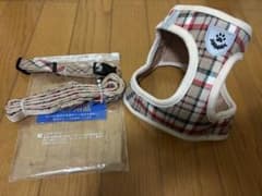 新品⭐︎オシャレハーネスM リード付き カーキチェックのサムネイル