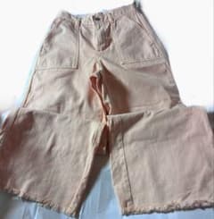 ワイドパンツ デニム カットオフ ピンクのサムネイル