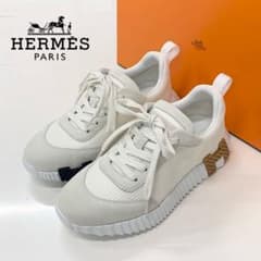エルメス バウンシング ファブリック スエード スニーカー ホワイト 