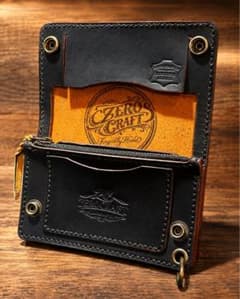 ZERO CRAFTミドルトラッカーウォレット 本革 二つ折り財布 ブラックのサムネイル