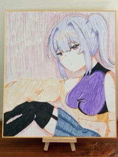 【手描きイラスト】 色紙アート　女の子　インテリア　水性筆ペンのサムネイル