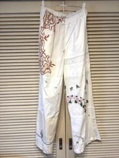 フリーダ アソートデザインヴィンテージパッチワーク刺繍パンツ 白