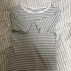 UNIQLO ボーダー リブTシャツ 半袖 Lのサムネイル