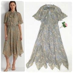 美品✨ローレンラルフローレン ボウタイロングワンピース ペイズリー
