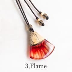 ウッドレジンネックレス Flameハンドメイドネックレス ナチュラル