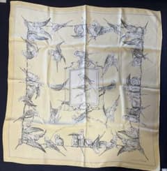 エルメス スカーフ カレ90 poret インコ柄 1960年代？ 日本未発売 