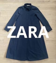 ZARA ネイビー シャツワンピース 長袖のサムネイル