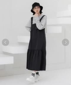 LAKOLE サス付ティアードタフタワンピース ジャンパースカート マタニティのサムネイル