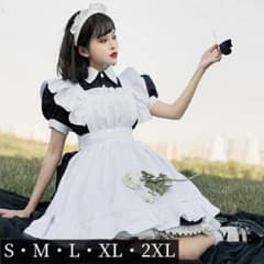 メイド服 コスプレ レディース メイド ハロウィン エプロン 黒 かわいいのサムネイル