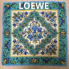 LOEWE ロエベ シルク スカーフ イタリア製 大判 総柄 花柄 果実柄 鳥