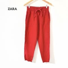 ZARA Lyocell Blend Easy Pants Jogger Pants Red Fringe XS
