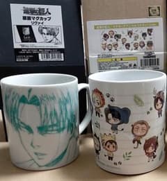 Attack Titan　Two mugs by WIT STUDIO featuring Levi Ackerman, from Tobu Zoo Park.