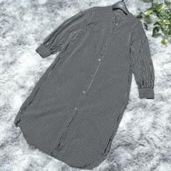 Excellent condition B: MING by BEAMS striped shirt dress, size S, black and white, long length