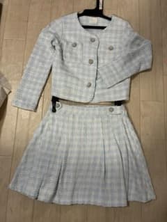【値下げしました！】卒園式入学式　水色チェック　ツーピース　靴、カチューシャ付のサムネイル