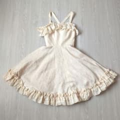 LAPIN AGILL　ラパンアジル　ジャンパースカート　ワンピース　白　フリル LAPIN AGILL ラパンアジル ジャンパースカート ワンピース 白 フリル