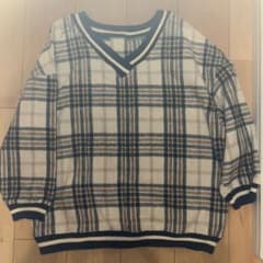 チェック柄 Vネック ニット セーターのサムネイル