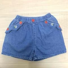 イチゴ刺繍デニムハーフパンツ　ショートパンツのサムネイル