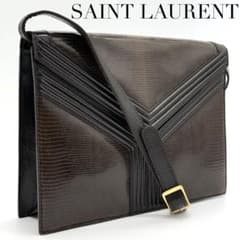 YSL サンローラン Yライン リザード カーフ レザー 本革 ショルダー 