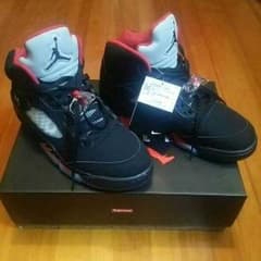 SUPREME×AIR JORDAN JORDAN5 ブラック US10.5新品のサムネイル