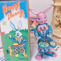 ⭐️昭和レトロ　ブリキ おもちゃ うさぎ 玩具 ヴィンテージ ブロカント ゼンマイのサムネイル