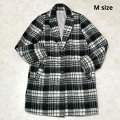 MAJESTICLEGONアウター ロングコート ブロックチェック モノトーンM
