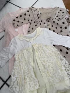 バースデー購入 ベビー服 50〜70 女の子 3点セット くすみカラー レースのサムネイル