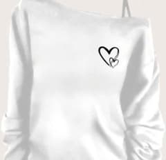 オフショルダー ホワイト Tシャツ ハートのサムネイル