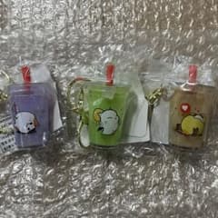 ゴンチャ、ファイナルファンタジーコラボ　タピオカカップ型キーホルダー3点セット ゴンチャ、ファイナルファンタジーコラボ タピオカカップ型