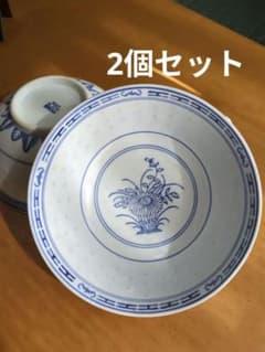 染付 菊花文 蛍手 鉢 ラーメン鉢　丼　2個セットのサムネイル