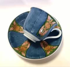 源右衛門窯 染錦 古伊万里風割濃紋 碗皿 カップ＆ソーサー 未使用品