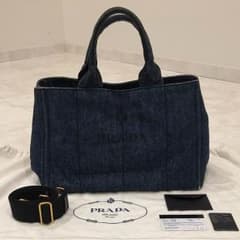 お値下げ！プラダ  カナパ  デニムブルー ショルダー付き♡のサムネイル