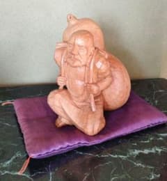 七福神 置物 木彫り 寿老人 ひょうたん 縁起物 開運 昭和レトロ