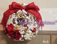 ♥BOXにて素敵に発送♥ クリスマスリース 約30cm フラワー リボン リースのサムネイル