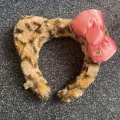 ヒョウ柄ピンクリボンカチューシャのサムネイル