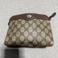 GUCCI GGパターン ポーチ ベージュ ネイビー GUCCI GGパターン ポーチ ベージュ ネイビー GUCCI オールドグッチ GG